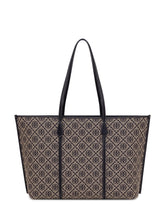 TORY BURCH - Perry Monogram Tote with Double Handles - Black - LIDIASHOPPING® - Official Website