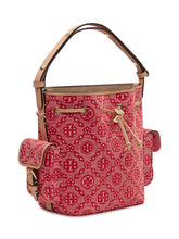 TORY BURCH - Bucket Bag with Monogram Pattern and Side Pockets - Pink - LIDIASHOPPING® - Official Website