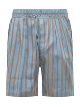 TOM FORD - Pleated Lounge Shorts with Stripes - Blue - LIDIASHOPPING® - Official Website