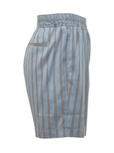TOM FORD - Pleated Lounge Shorts with Stripes - Blue - LIDIASHOPPING® - Official Website