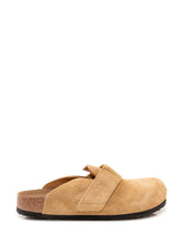 BIRKENSTOCK - Sabot in Pelle Scamosciata con Cinturino - Marrone - LIDIASHOPPING® - Official Website