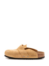 BIRKENSTOCK - Sabot in Pelle Scamosciata con Cinturino - Marrone - LIDIASHOPPING® - Official Website
