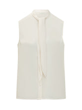 TORY BURCH - Sleeveless Top with Neck Tie Bow - White - LIDIASHOPPING® - Official Website