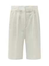 A PAPER KID - Bermuda con Pinces e Passanti in Vita - Bianco - LIDIASHOPPING® - Official Website