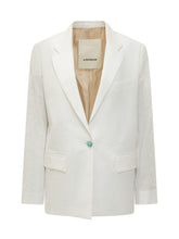 A PAPER KID - Linen Jacket with Lapels and Single Button - White - LIDIASHOPPING® - Official Website