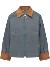 BARBOUR - Jacket with Velvet Collar and Zip Closure - Blue | Lidia Shopping | Official Website