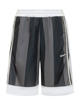 BARROW - Bermuda in Mesh con Stampa a Righe - Nero - LIDIASHOPPING® - Official Website
