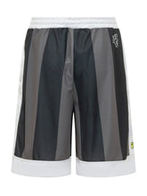 BARROW - Bermuda in Mesh con Stampa a Righe - Nero - LIDIASHOPPING® - Official Website
