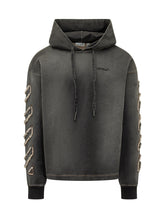 OFF-WHITE - Felpa con Cappuccio e Dettagli Applicati sulle Maniche - Grigio | Lidia Shopping | Official Website