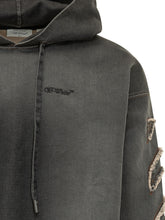 OFF-WHITE - Felpa con Cappuccio e Dettagli Applicati sulle Maniche - Grigio | Lidia Shopping | Official Website
