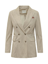 CIRCOLO - Pinstripe Double-breasted Blazer - Beige - LIDIASHOPPING® - Official Website