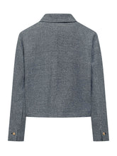 CIRCOLO - Cropped Jacket with Collar and Flap Pockets - Blue - LIDIASHOPPING® - Official Website