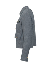 CIRCOLO - Cropped Jacket with Collar and Flap Pockets - Blue - LIDIASHOPPING® - Official Website