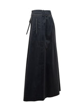 PESERICO - Long Gabardine Skirt with Belt - Blue - LIDIASHOPPING® - Official Website