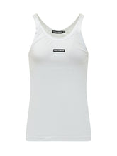 DOLCE & GABBANA - Top Smanicato a Coste con Logo - Bianco - LIDIASHOPPING® - Official Website