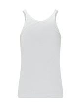 DOLCE & GABBANA - Top Smanicato a Coste con Logo - Bianco - LIDIASHOPPING® - Official Website