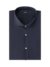 BARBA - Classic Navy Shirt with Italian Collar - Black - LIDIASHOPPING® - Official Website