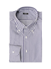 BARBA - Camicia a Righe con Collo Button-Down - Blu - LIDIASHOPPING® - Official Website