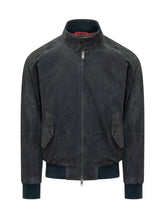 BARACUTA - Giacca in Suede con Zip e Collo Alto - Blu - LIDIASHOPPING® - Official Website