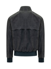 BARACUTA - Giacca in Suede con Zip e Collo Alto - Blu - LIDIASHOPPING® - Official Website