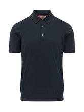 BARACUTA - Short Sleeve Knit Polo with Buttons - Blue - LIDIASHOPPING® - Official Website