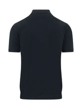 BARACUTA - Short Sleeve Knit Polo with Buttons - Blue - LIDIASHOPPING® - Official Website