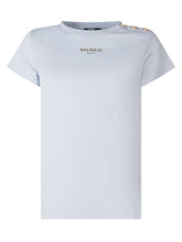 BALMAIN KIDS - Logo T-shirt with Shoulder Buttons - Blue - LIDIASHOPPING® - Official Website