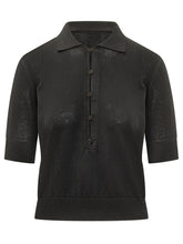 ALPHA STUDIO - Knit Polo Short Sleeve - Black - LIDIASHOPPING® - Official Website