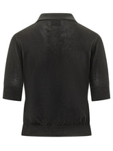 ALPHA STUDIO - Knit Polo Short Sleeve - Black - LIDIASHOPPING® - Official Website