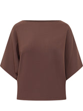 ALPHA STUDIO - Boat Neck Top with Short Sleeves - Brown - LIDIASHOPPING® - Official Website