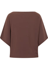 ALPHA STUDIO - Boat Neck Top with Short Sleeves - Brown - LIDIASHOPPING® - Official Website