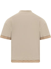 GCDS - T-shirt with Perforated Logo - Beige - LIDIASHOPPING® - Official Website