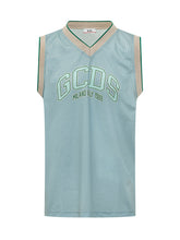 GCDS - Logo Lounge Tank with V Neck - Blue - LIDIASHOPPING® - Official Website