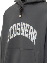 GCDS - Logo Gems Hoodie with Hood and Kangaroo Pocket - Grey - LIDIASHOPPING® - Official Website