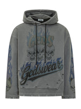 GCDS - Riders Felpa con Cappuccio e Stampa Grafica - Grigio - LIDIASHOPPING® - Official Website