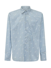 GCDS - Pinstripe LS Shirt with Collar and Pocket - Blue - LIDIASHOPPING® - Official Website
