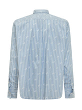 GCDS - Pinstripe LS Shirt with Collar and Pocket - Blue - LIDIASHOPPING® - Official Website