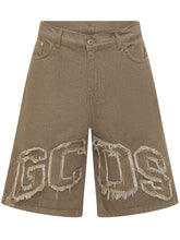 GCDS - Bermuda Denim con Logo Applicato - Verde - LIDIASHOPPING® - Official Website
