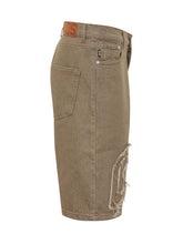 GCDS - Bermuda Denim con Logo Applicato - Verde - LIDIASHOPPING® - Official Website