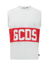 GCDS - Logo Sleeveless Tee with Front Print - White - LIDIASHOPPING® - Official Website