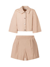 TWIN-SET - Set with Cropped Shirt and Shorts - Beige - LIDIASHOPPING® - Official Website