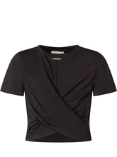 TWIN-SET - T-shirt con Drappeggio Frontale - Nero - LIDIASHOPPING® - Official Website