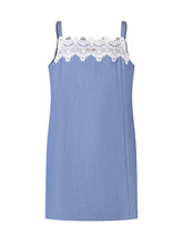 TWIN-SET - Mini Dress with Straps and Lace - Blue - LIDIASHOPPING® - Official Website