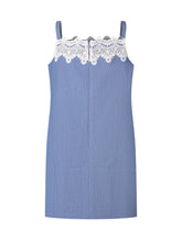 TWIN-SET - Mini Dress with Straps and Lace - Blue - LIDIASHOPPING® - Official Website