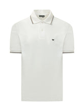 EMPORIO ARMANI - Polo with Striped Collar Details - White - LIDIASHOPPING® - Official Website