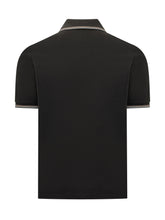 EMPORIO ARMANI - Polo with Striped Collar and Short Sleeves - Black - LIDIASHOPPING® - Official Website