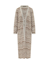 EXTERIOR - Long Chevron Pattern Cardigan - Beige - LIDIASHOPPING® - Official Website