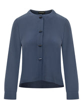 EMPORIO ARMANI - Giacca con Collo alla Coreana e Chiusura con Ganci - Blu - LIDIASHOPPING® - Official Website