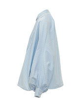 SOSUE - Camicia con Collo alla Coreana a Righe - Blu - LIDIASHOPPING® - Official Website