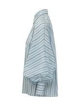 SOSUE - Blouse with Collar and Wide Sleeves - Blue - LIDIASHOPPING® - Official Website